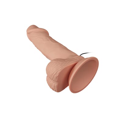 Prótese Peniana Realística Multispeed com Glande Definida, Veias Salientes, Ventosa e Controle Remoto com Fio - Beautiful Zebulon | 14 x 4 cm