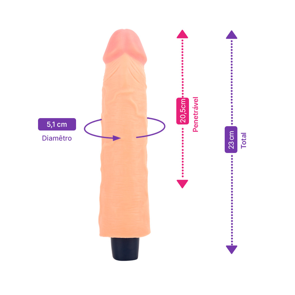 Prótese Peniana Realística Recarregável com 10 Modos de Vibração e Glande Definida - Lovetoy Real Softee 9.5" Long | 20,5 x 5,1 cm - 2