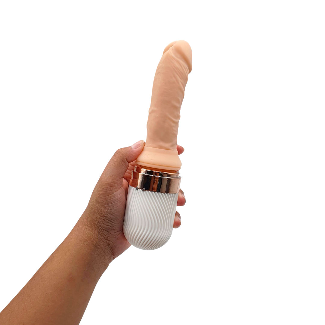 Prótese Peniana Realística Recarregável com Auto Aquecimento e 7 Modos de Movimentos Vai e Vem - Sex Massage | 12 x 3,5 cm - 7