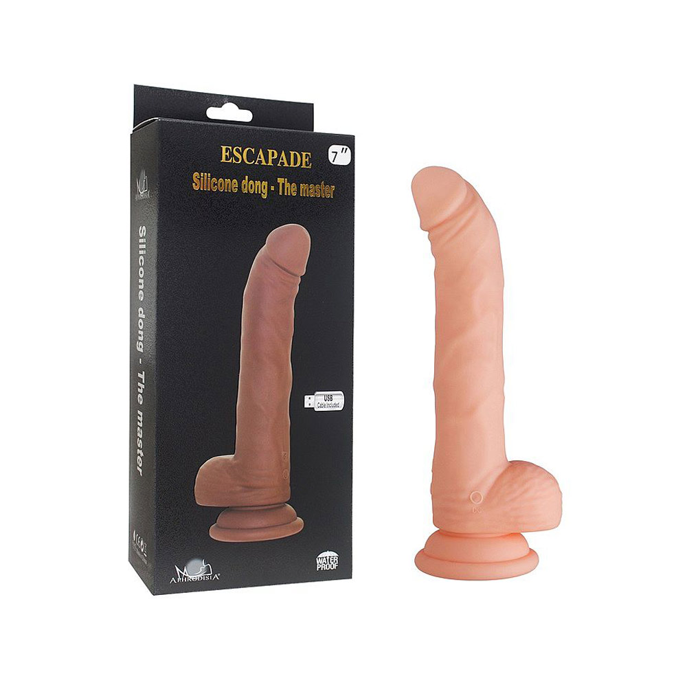 Prótese Peniana Realística Recarregável com Escroto, Ventosa e 10 Modos de Rotação e Vibração - Aphrodisia Escapade 7 | 17 x 3,3 cm | Disponível em 2 Cores - 5