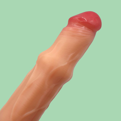 Foto 4 do produto Prótese Peniana em Silicone com Anel Massageador em 6 Níveis, 9 Modos de Vibração, Função Aquecimento e Recarregável - SI Big Machine | 15,5 x 3,5 cm | Disponível em 2 Cores