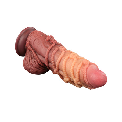 Foto 7 do produto Prótese Peniana Realística em Silicone com Corda, Escroto e Glande, Escroto e Ventosa - LoveToy 9.5" | 16 x 7,6 cm
