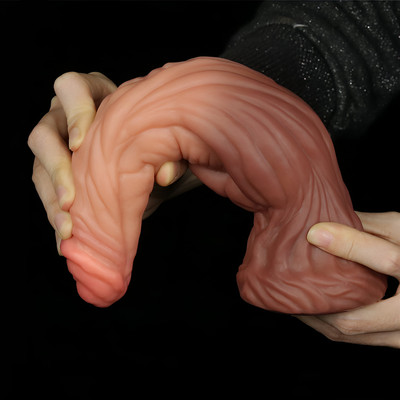 Foto 4 do produto Prótese Peniana Realística em Silicone com Glande, Veias, Texturas e Ventosa - LoveToy 9.5" | 23 x 6,1 cm