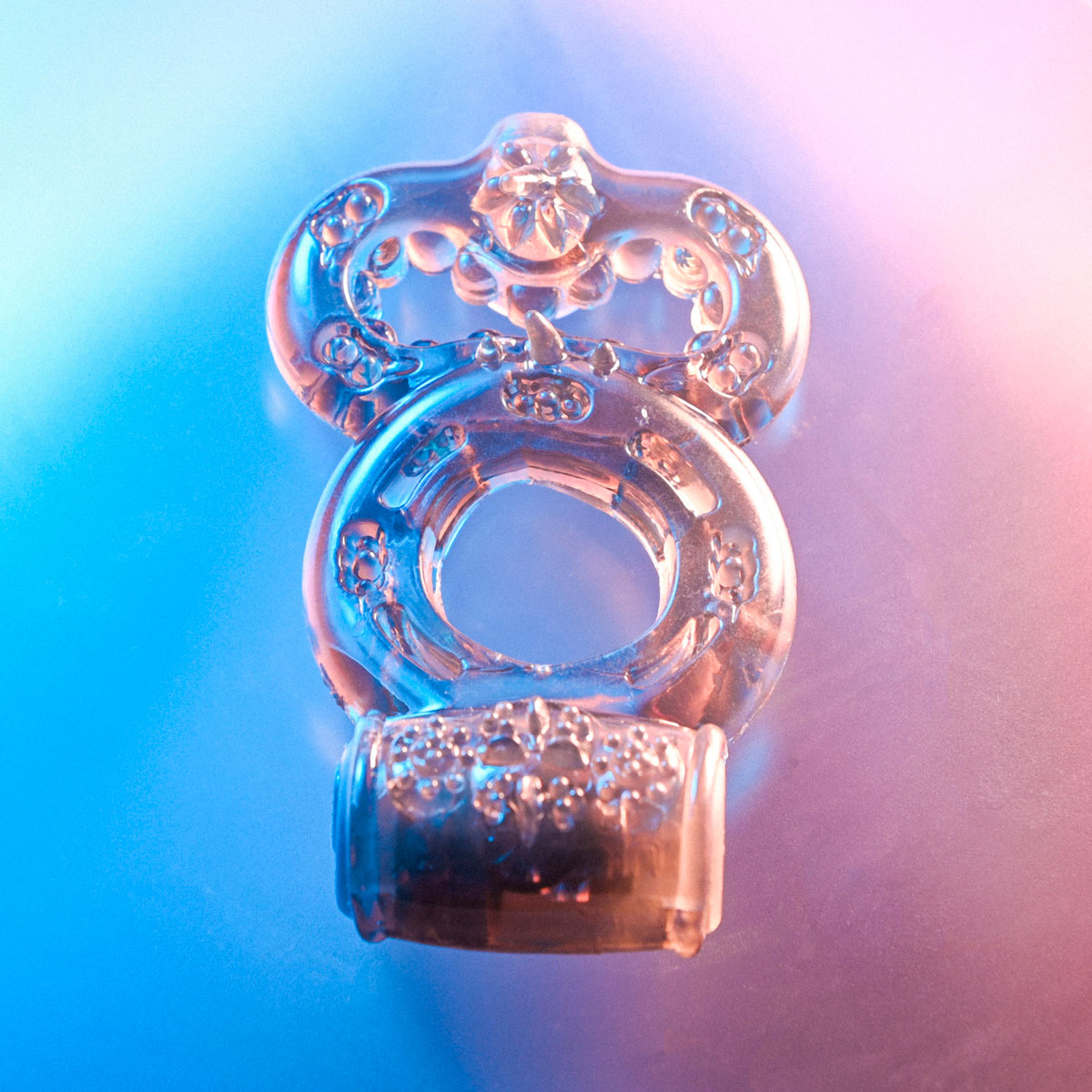 Prótese Peniana Realística com Escroto em Silicone Transparente, Masturbador no Formato de Ânus em TPE e Anel Peniano Duplo - Gender X Cleartly Combo - 3