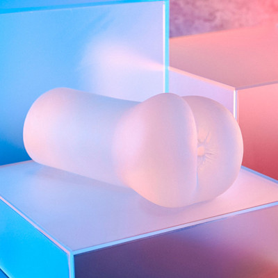 Foto 4 do produto Prótese Peniana Realística com Escroto em Silicone Transparente, Masturbador no Formato de Ânus em TPE e Anel Peniano Duplo - Gender X Cleartly Combo