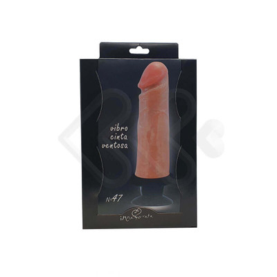 Foto 2 do produto Prótese Peniana Realística em Silicone com Ventosa, Vibração Única, Glande Definida e Corpo Liso -  Innamorata Versátil N°47 | 17,5 x 3,5 cm
