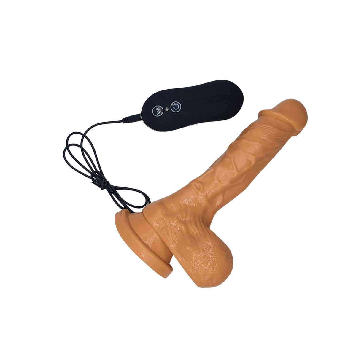 Prótese Peniana Realística com Texturas de Veias, Glande Definida e Escroto com 10 Modos de Vibração - Aphrodisia Carved Dong 7" | 13 x 3,4 cm - 3