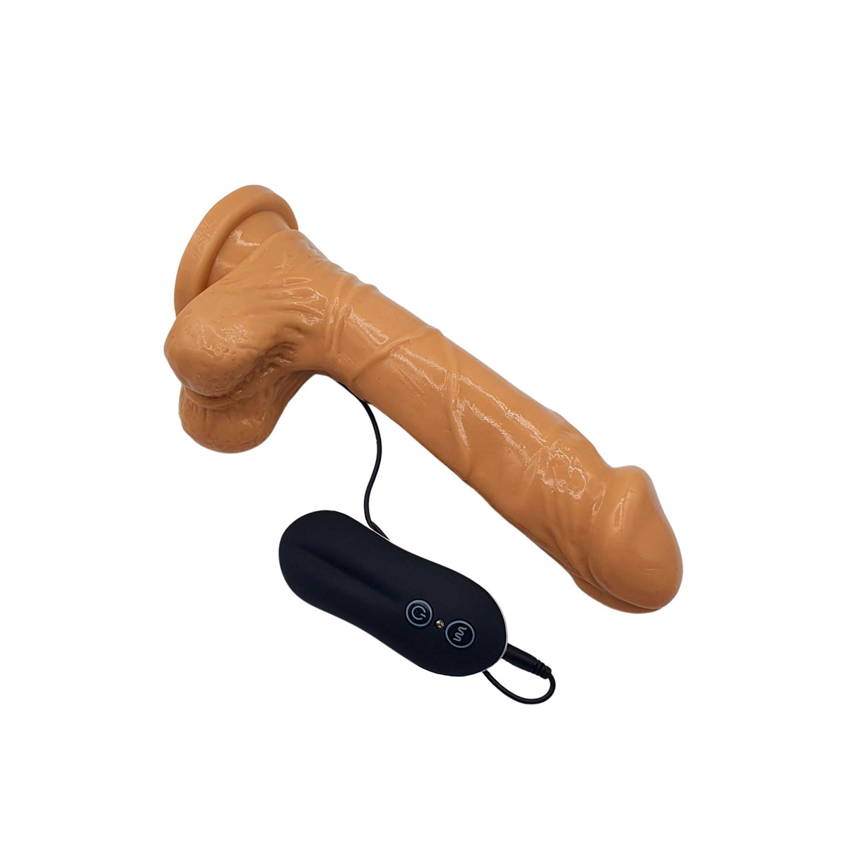 Prótese Peniana Realística com Texturas de Veias, Glande Definida e Escroto com 10 Modos de Vibração - Aphrodisia Carved Dong 8" | 16 x 4,7 cm - 3