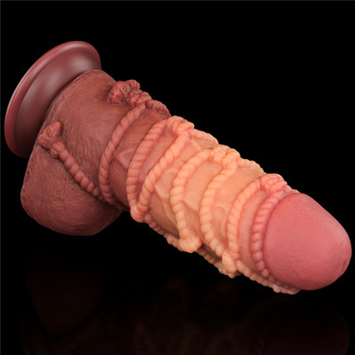 Foto 2 do produto Prótese Peniana Realística em TPE com Corda, Escroto e Ventosa Poderosa - LoveToy | 17,5 x 7,3 cm