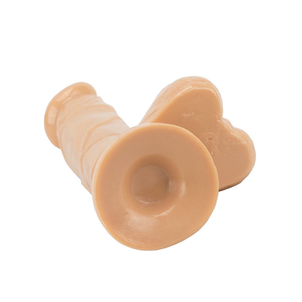 Prótese Peniana Realística em TPE com Glande Definida, Texturas de Veias, Escroto e Ventosa - Aphrodisia Carved Dong 8" | 15,5 x 4,5 cm - 4