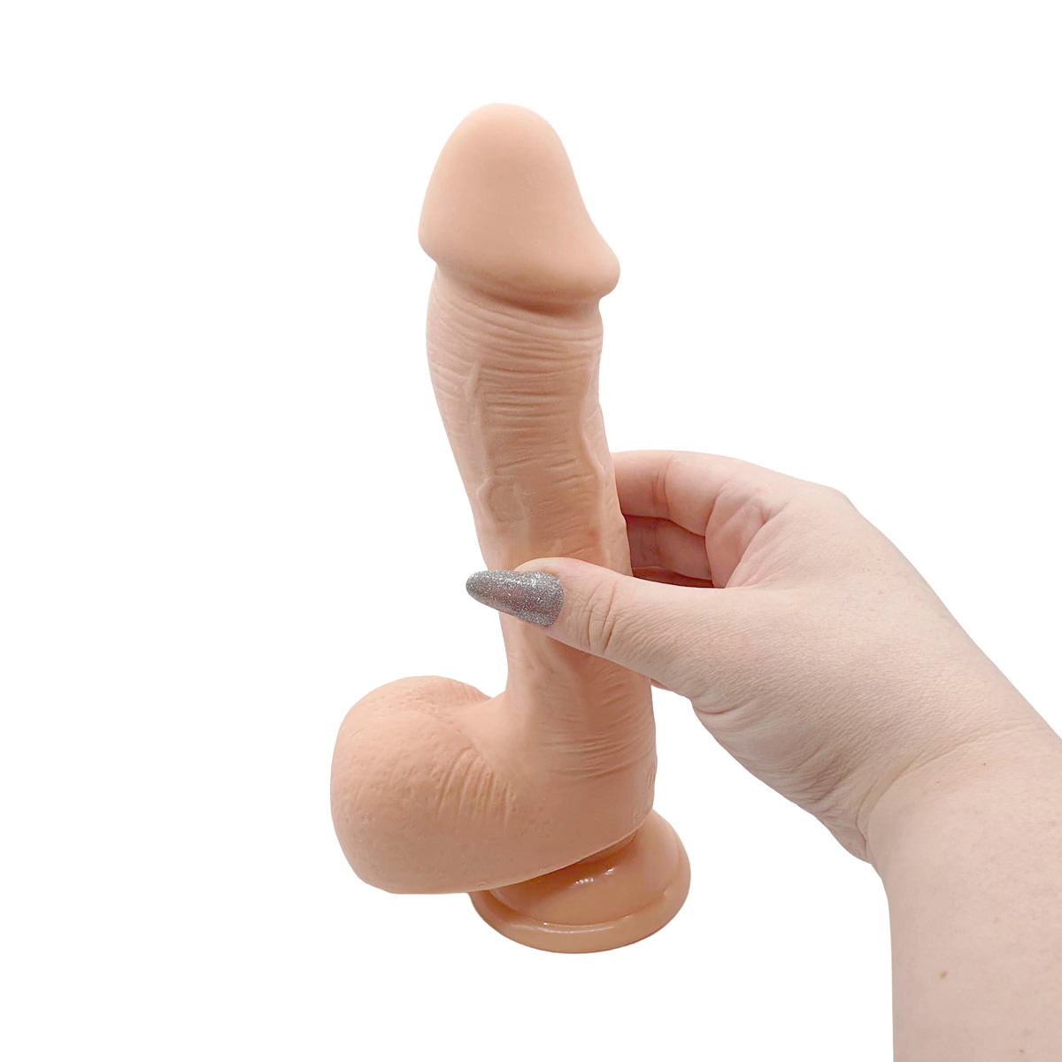 Prótese Peniana Realística em TPR com Glande Saliente, Texturas de Veias, Escroto e Ventosa - LyBaile Beautiful Johnson 9.2" | 17 x 4,8 cm | Disponível em 2 Cores - 11