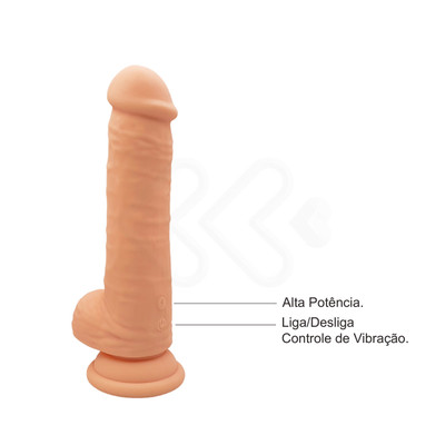 Foto 2 do produto Prótese Peniana Recarregável no Formato Realístico com Escroto, Ventosa, 10 Modos de Vibração - Aphrodisia Escapade 6 | 14,2 x 3,8 cm