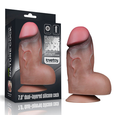 Prótese Peniana Robusta em Silicone de Camada Dupla com Glande Definida e Escroto - LoveToy Nature Cock 7,0'' Dual-Layered | 11,5 x 6,6 cm