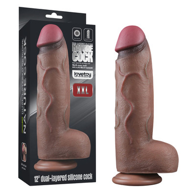 Foto 1 do produto Prótese Peniana Robusta em Silicone Premium com Glande Definida, Ventosa e Escroto - Lovetoy Dual Layered XXL | 24,2 x 6,8 cm