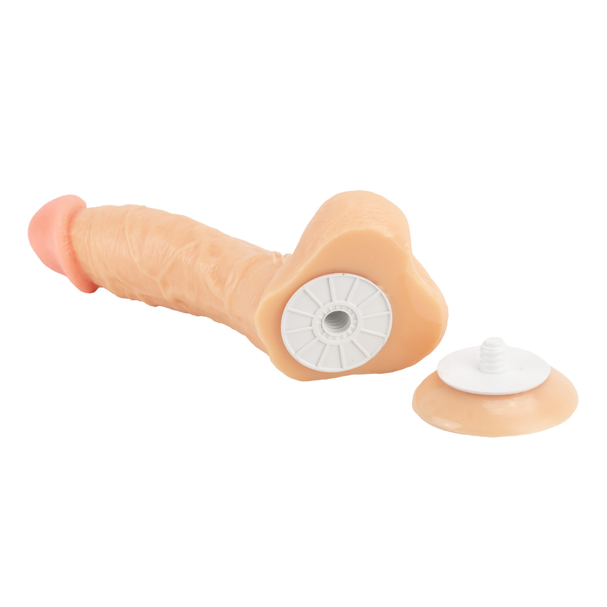 Prótese Peniana em Silicone com Inclinação, Escroto Volumoso, Base Ventosa com Pino Rosqueável e Gel Lubrificante Beijável - Exclusiva | 20 x 4,5 cm - 2