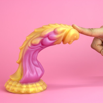 Foto 7 do produto Prótese Peniana em Silicone Premium com Glande Definida, Texturas, Elevações e Base Ventosa - Laphiving Mustang Monstro | 19 x 6,4 cm