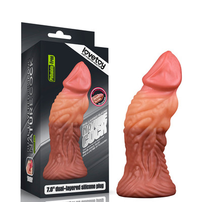 Prótese Peniana em Silicone Texturizado com Curvatura, Glande Saliente e Ventosa - Lovetoy Nature Cock 7.0" | 16 x 5,3 cm