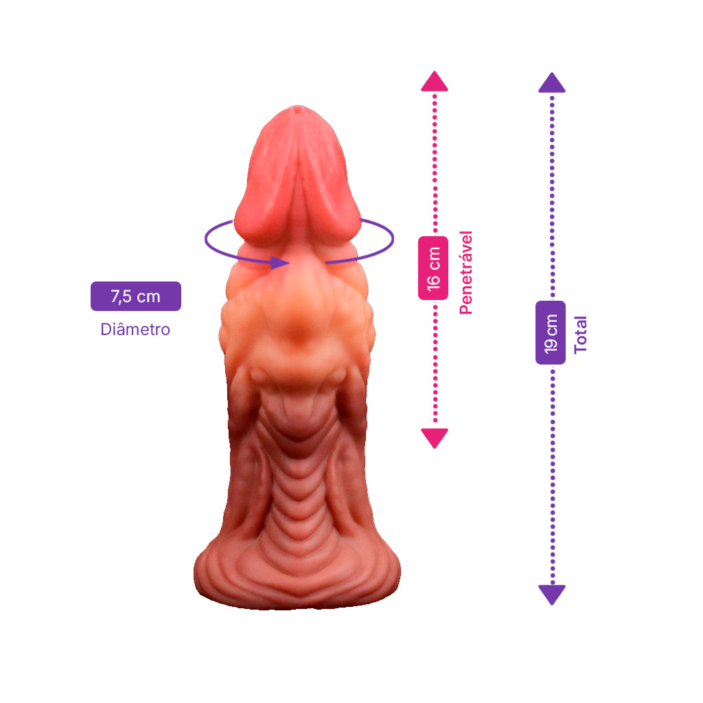 Prótese Peniana em Silicone Texturizado com Curvatura, Glande Saliente e Ventosa - Lovetoy Nature Cock 7.0" | 16 x 5,3 cm - 3