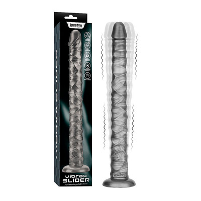 Foto 1 do produto Prótese Peniana com Texturas em PVC Macio, 10 Modos de Vibração e Recarregável  - Lovetoy Vibrax Slider | 38 x 4 cm