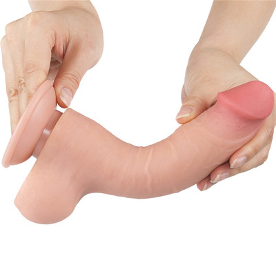 Foto 7 do produto Prótese Peniana em TPE com Glande Definida, Escroto, Vertebra e Ventosa Removível - LoveToy Sliding-Slin Dong 8.0'' | 13,5 x 3,8 cm | Disponível em 3 Cores
