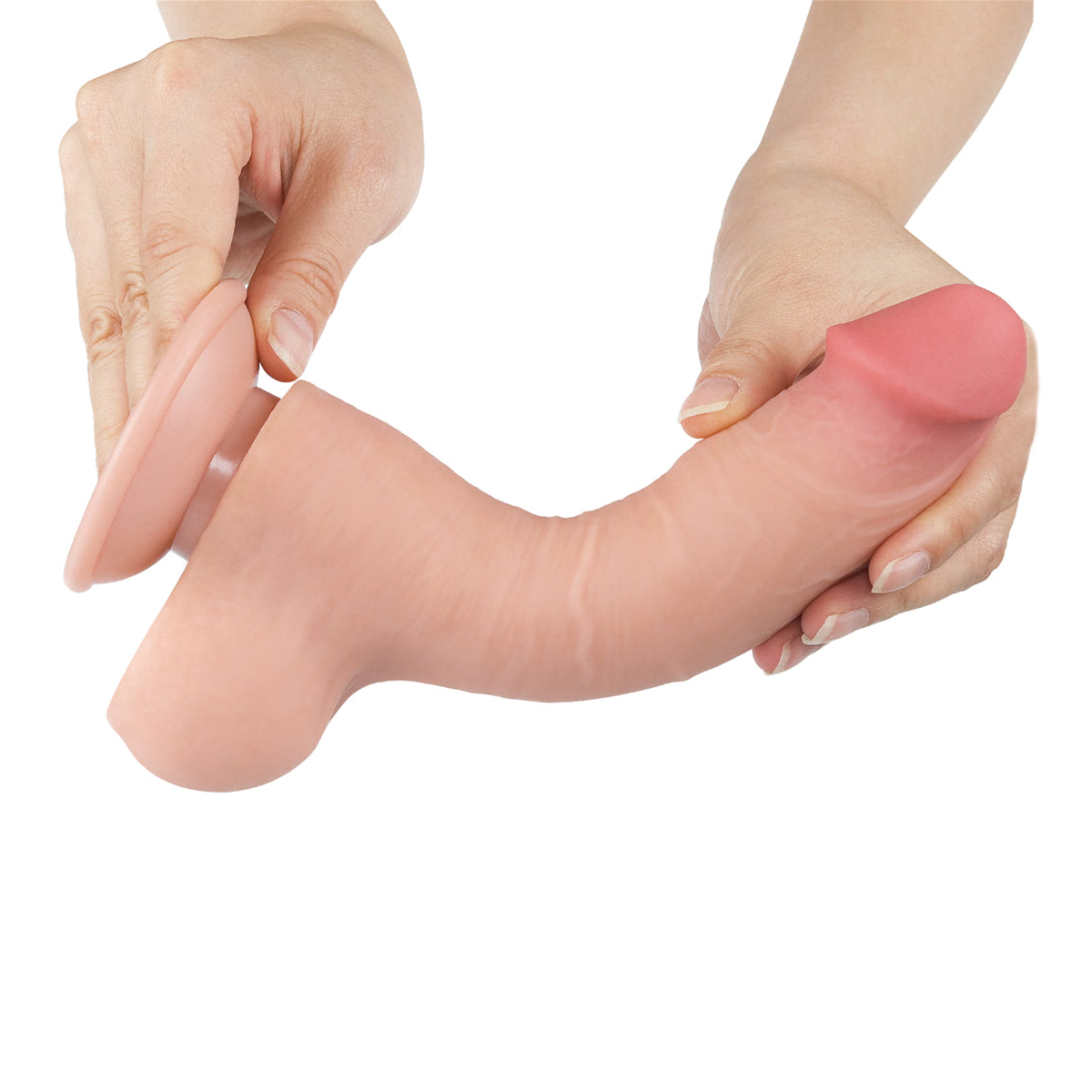 Prótese Peniana em TPE com Glande Definida, Escroto, Vertebra e Ventosa Removível - LoveToy Sliding-Slin Dong 8.0'' | 13,5 x 3,8 cm | Disponível em 3 Cores - 10