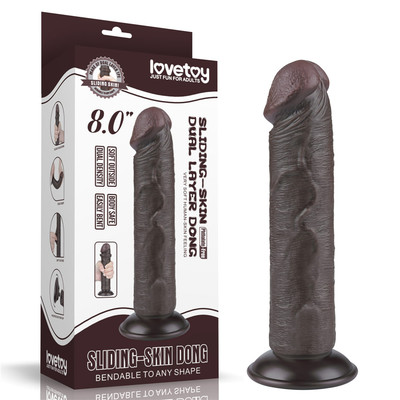 Foto 9 do produto Prótese Peniana em TPE com Glande Definida, Vertebra e Ventosa Removível - LoveToy Sliding-Slin Dong 8.0'' | 18 x 3,8 cm | Disponível em 3 Cores