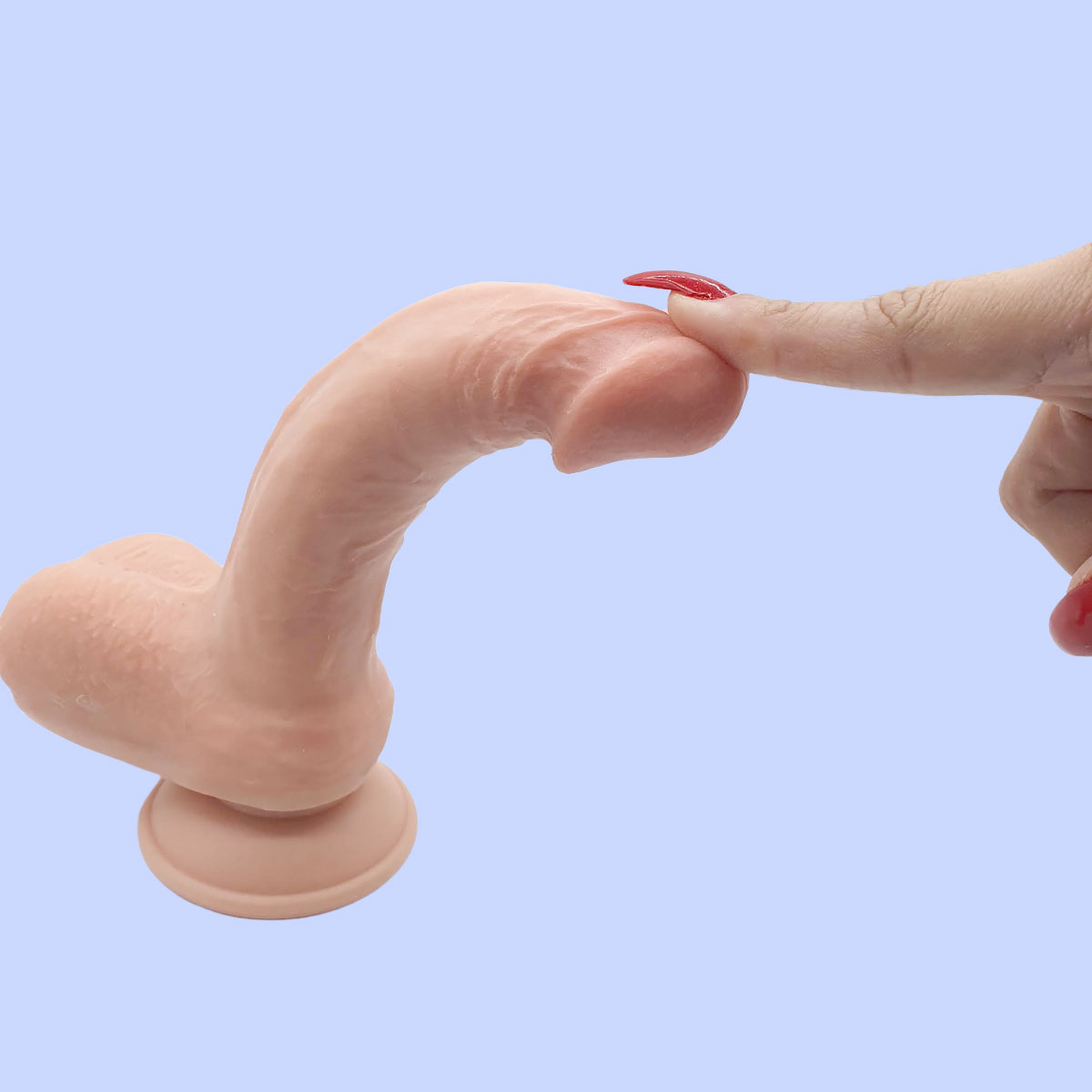 Prótese Peniana em TPE Super Realística com Dupla Camada, Glande, Veias Salientes, Escroto e Ventosa Removível - Mr. Switch | 14 x 4 cm - 2