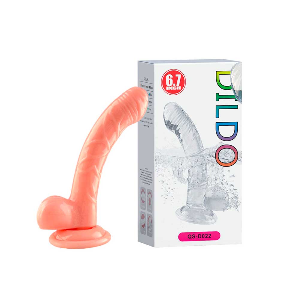 Prótese Peniana em TPE com Textura, Glande Coberta, Escroto e Ventosa - Dildo 6.7 | 13,5 x 3,2 cm | Disponível em 2 Cores - 5