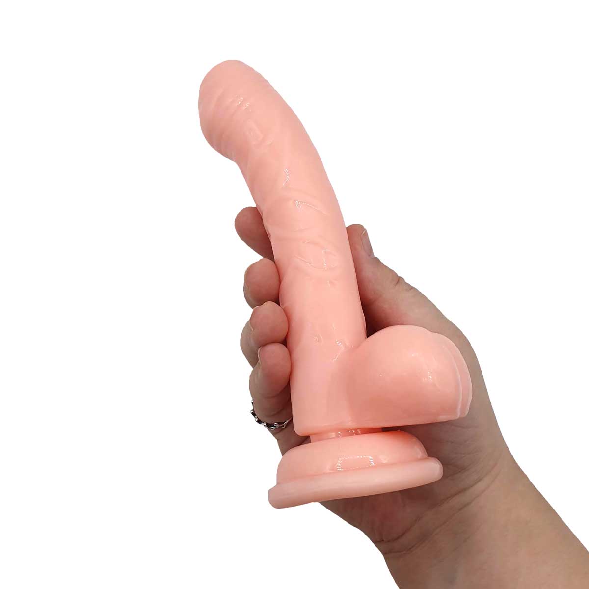 Prótese Peniana em TPE com Textura, Glande Coberta, Escroto e Ventosa - Dildo 6.7 | 13,5 x 3,2 cm | Disponível em 2 Cores - 7