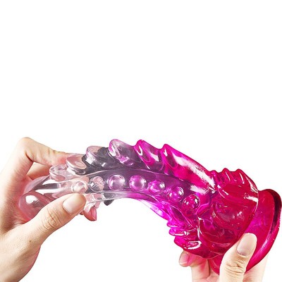 Foto 5 do produto Prótese Peniana em TPE Transparente com Glande Definida, Elevações e Ventosa - Godzilla | 17 x 5,4 cm