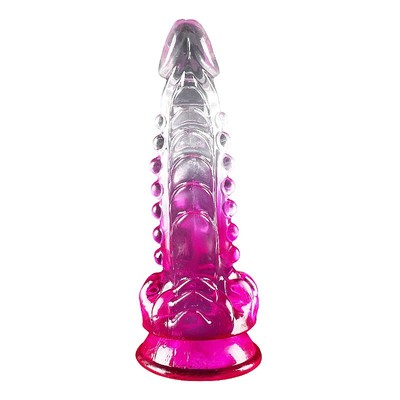 Foto 3 do produto Prótese Peniana em TPE Transparente com Glande Definida, Elevações e Ventosa - Godzilla | 17 x 5,4 cm