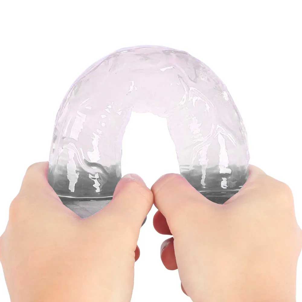 Prótese Peniana em TPE Transparente com Glande Definida, Texturas e Base Ventosa - Dildo 8.5 | 19,5 x 3,8 cm | Disponível em 2 Cores - 5