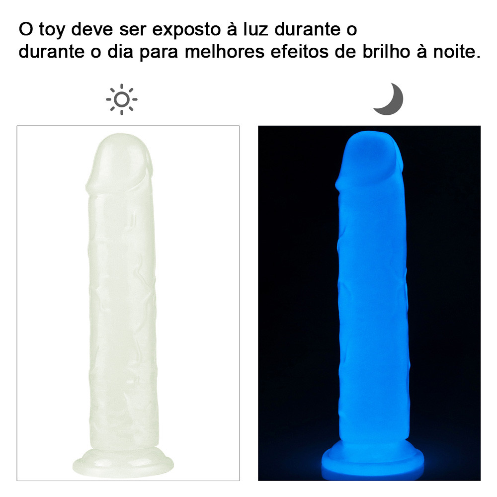 Prótese Peniana em TPE com Ventosa e Efeito Fosforescente - Glow In The Dark | 19,5 x 4 cm - 5