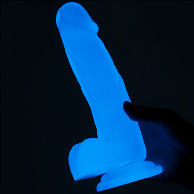 Prótese Peniana em TPE com Ventosa, Escroto e Efeito Fosforescente - LoveToy Lumino Play 7.5 | 16 x 3,8 cm