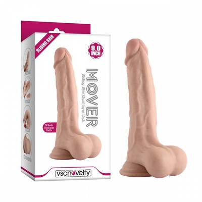 Foto 1 do produto Prótese de Pênis Realístico com Prepúcio, Escroto, Vertebra e Ventosa - Mover Sliding Skin |18 x 4,6 cm