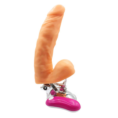 Foto 1 do produto Prótese de Pênis Realístico com Vertebra, Ventosa Forte, 12 Modos de Vibração e Controle com Fio - Chuck Vibration | 18 x 4,6 cm