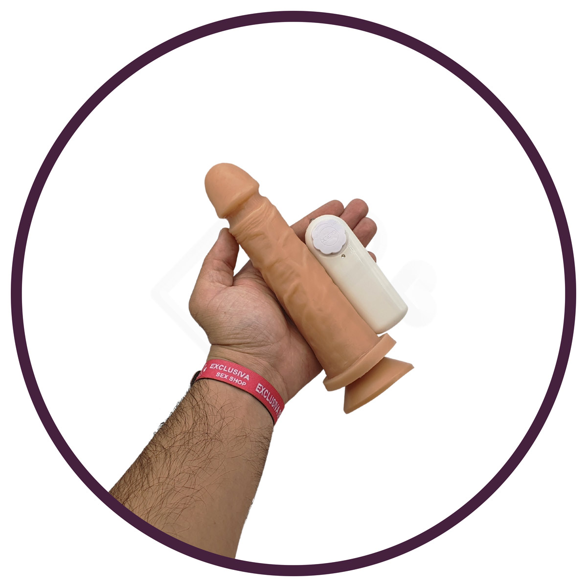 Prótese Realística com Base em Ventosa, Vibração Multivelocidade e Controle Remoto com Fio - Pura Luxúria | 17 x 4 cm - 6