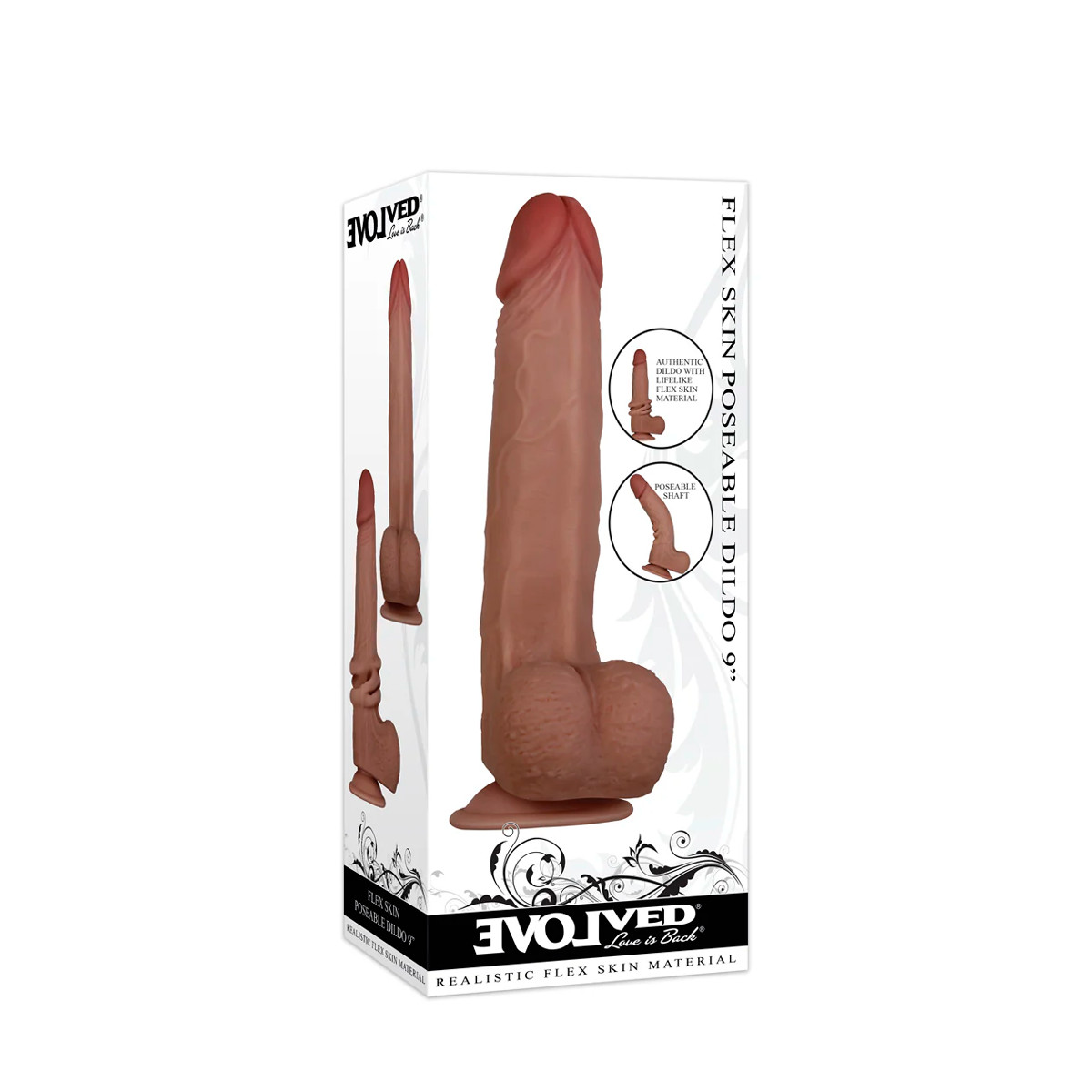 Prótese Realística em Cyberskin com Escroto, Vértebra e Ventosa na Base - Evolved Flex Skin Poseable Dildo 9 | 16 x 4,1 cm | Disponível em 2 Cores - 5