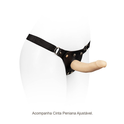 Foto 6 do produto Prótese Realística em Cyberskin com Vértebra Interna e Cinta Peniana Ajustável - CyberDildo 10 | 19 x 3,6 cm