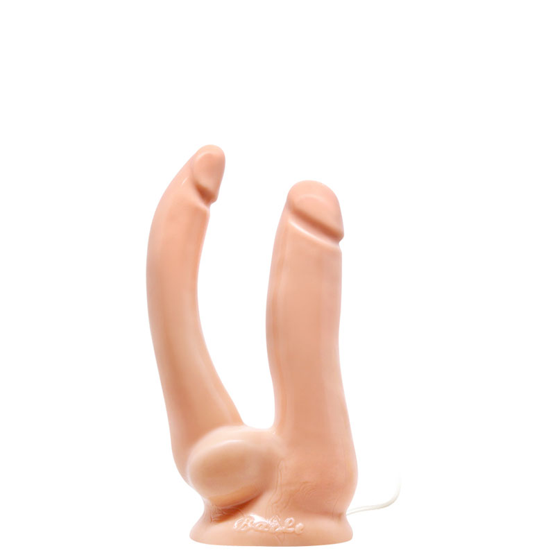 Prótese Realística Dupla com Ventosa e Vibração Multivelocidade - Brave Her Whit Two Cuns - 3