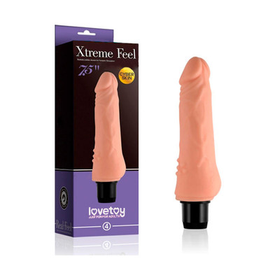 Foto 1 do produto Prótese Realística em Formato de Pênis em Cyberskin com Saliências Massageadoras e Vibração Multivelocidade, a Prova D'Água - Love Toy Xtreme Feel 7.5 | 15,1 x 3,1 cm