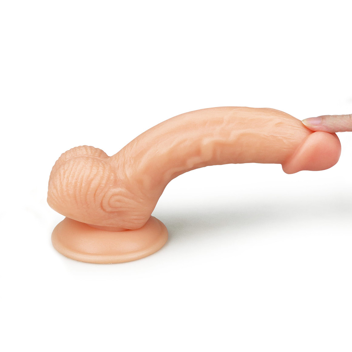 Prótese Realística com Glande Definida, Veias, Escroto e Ventosa - Lovetoy Ultra Soft Dude II 8.0" | 14 x 4 cm - 5