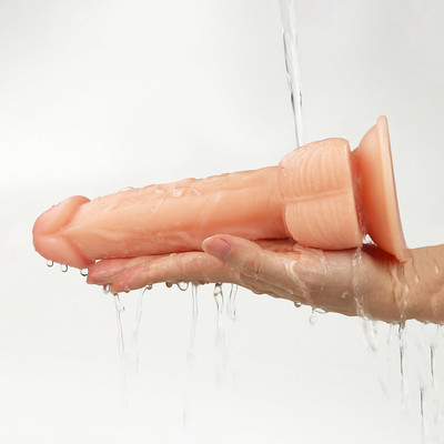 Prótese Realística com Glande Definida, Veias, Escroto e Ventosa - Lovetoy Ultra Soft Dude II 8.0" | 14 x 4 cm