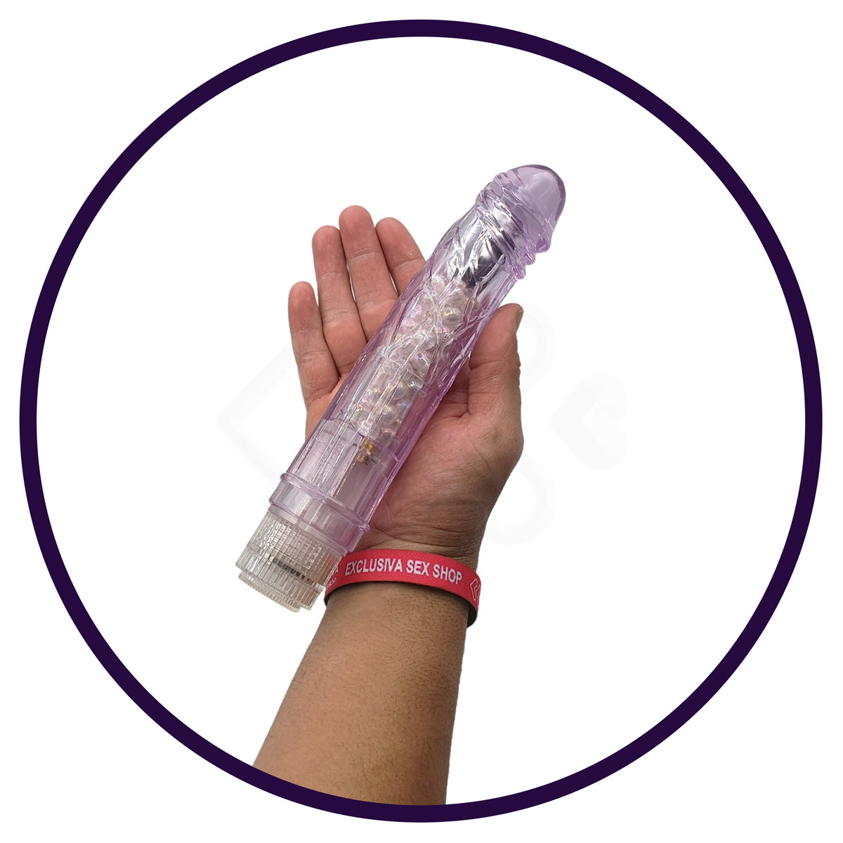 Prótese Realística em Jelly com Esferas Internas e Vibração Multivelocidade - Black Cherry | 18,7 x 3,8 cm - 6