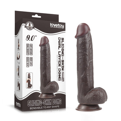 Foto 8 do produto Prótese Realística com Pele Beliscável, Glande Definida, Veias, Escroto e Ventosa - Lovetoy Sliding-Skin Dong 9.0" | 17,8 x 4,5 cm | Disponível em 2 Cores