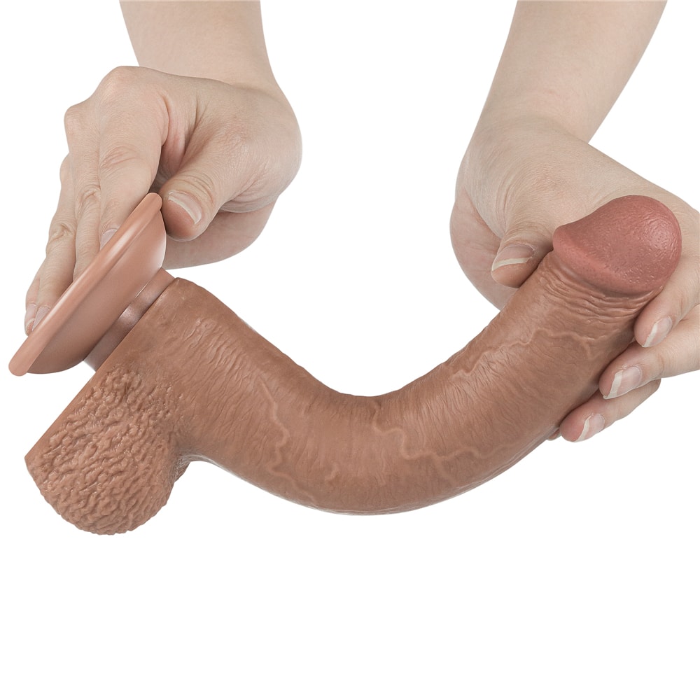 Prótese Realística com Pele Beliscável, Glande Definida, Veias, Escroto e Ventosa - Sliding-Skin Dong 9.0" | 17 x 4 cm | Disponível em 3 Cores - 9
