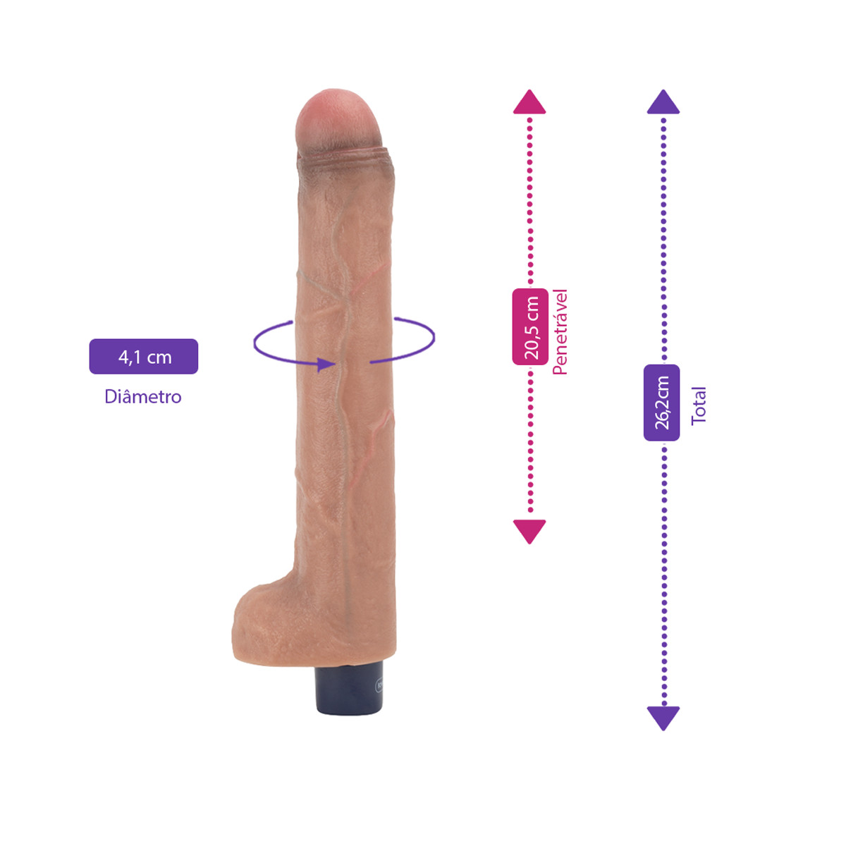 Prótese Peniana Realística em Silicone com Prepúcio Parcialmente Cobrindo a Glande, Escroto, 10 Modos de Vibrações e Recarregável - LoveToy Real Softee 10.5" Long | 20,5 x 4,1 cm - 2