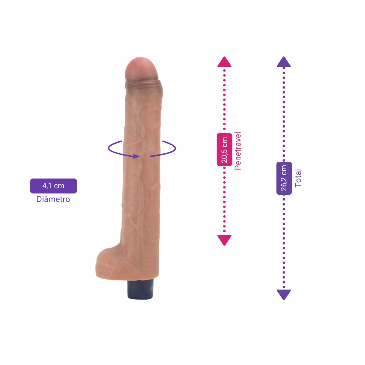 Prótese Peniana Realística em Silicone com Prepúcio Parcialmente Cobrindo a Glande, Escroto, 10 Modos de Vibrações e Recarregável - LoveToy Real Softee 10.5" Long | 20,5 x 4,1 cm - 2