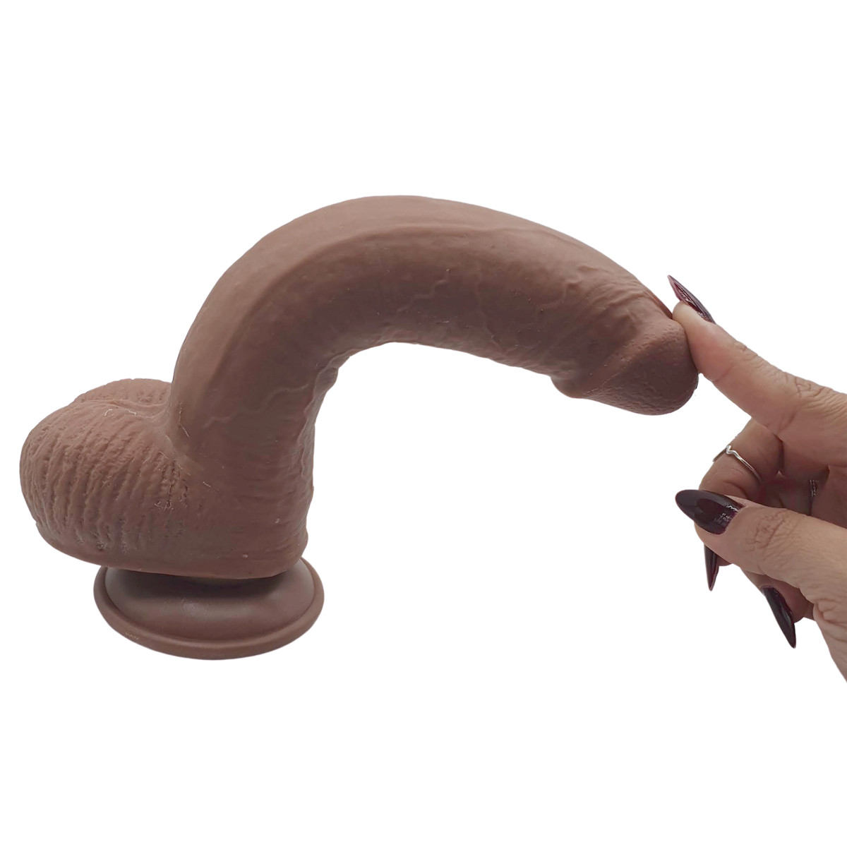 Prótese Realística em TPE com Glande Definida, Prepúcio, Escroto e Ventosa - 17 x 4,1 cm | Disponível em 2 Cores - 5