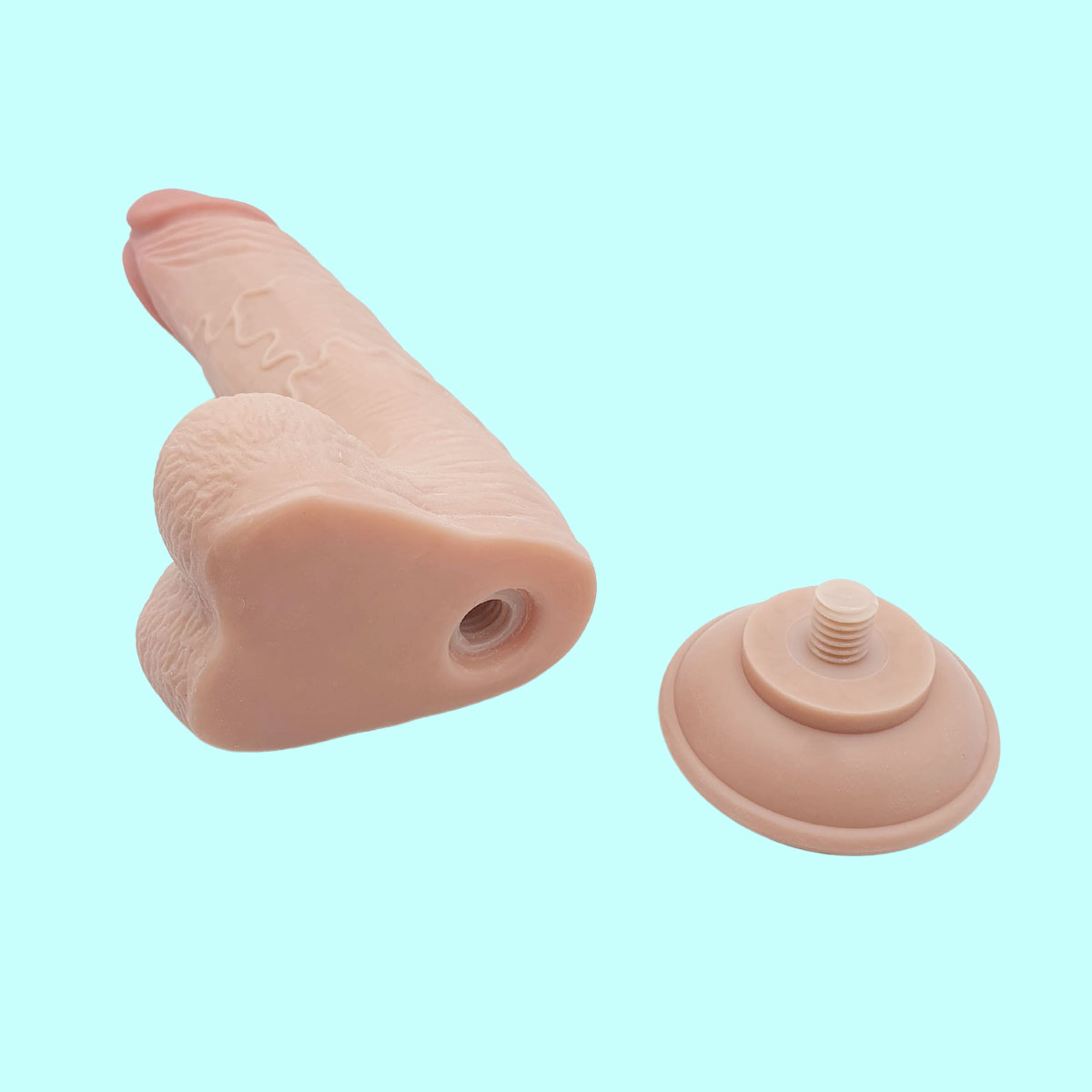 Prótese Peniana em TPE Super Realística com Dupla Camada e Vértebra, Glande, Veias Salientes, Escroto e Ventosa - Mr. Switch | 16 x 4,5 cm - 3